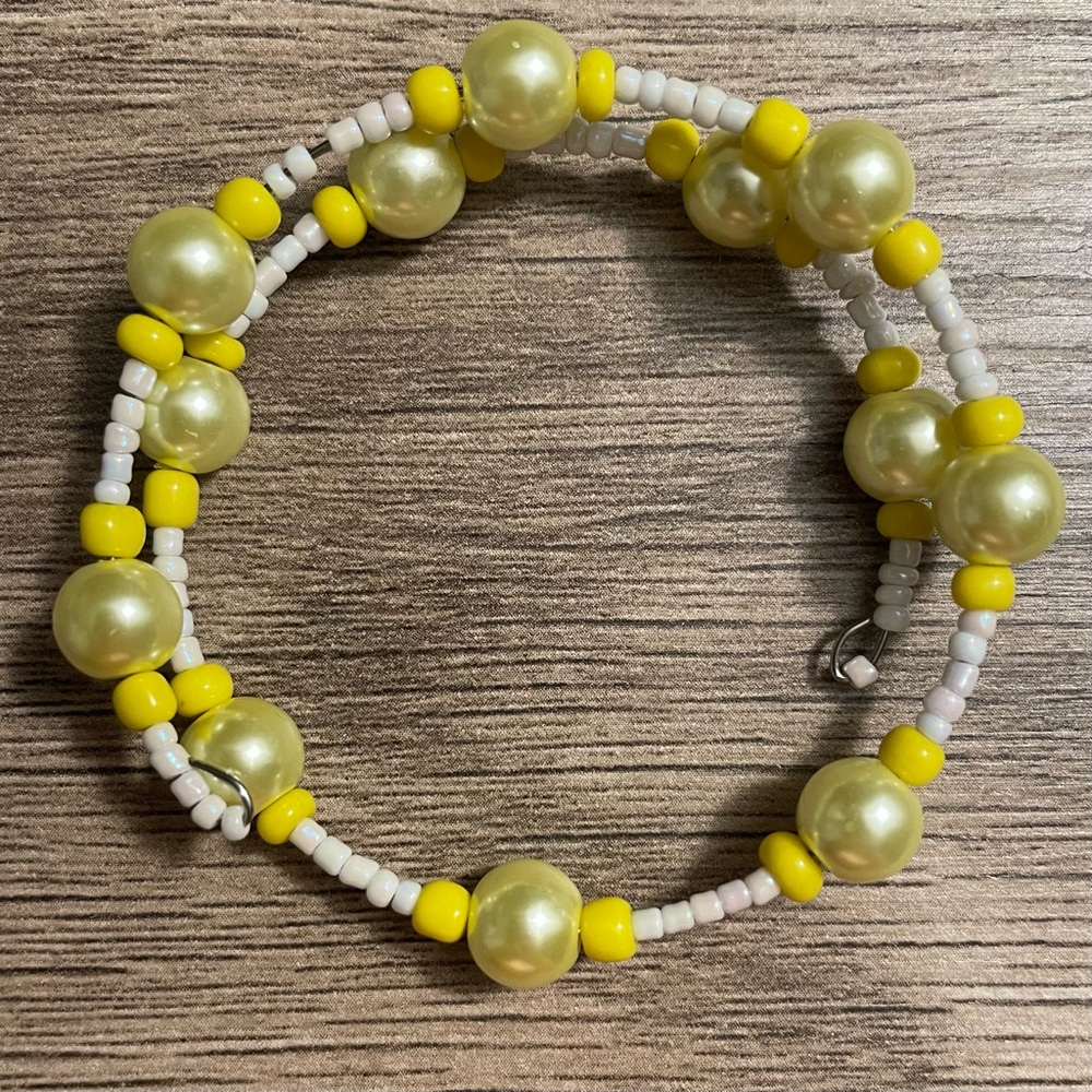 Wire beaded wrap around bracelet